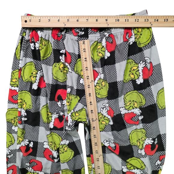 Dr. Seuss Grinch Pajama Pants Unisex Medium Gray Fleece Christmas Lounge - Picture 5 of 5